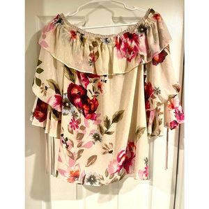 White House Black Market floral off the shoulder blouse